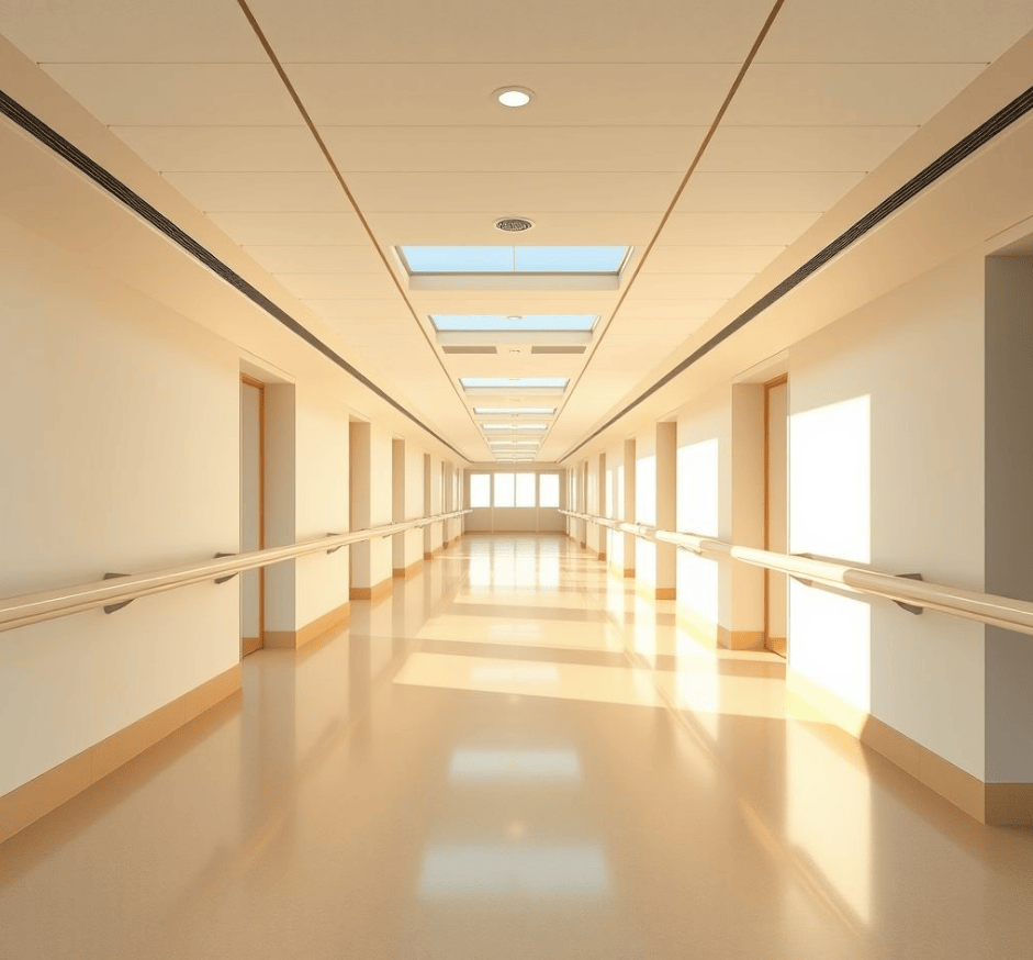Hospital Corridor Slip Resistant Vinyl Flooring